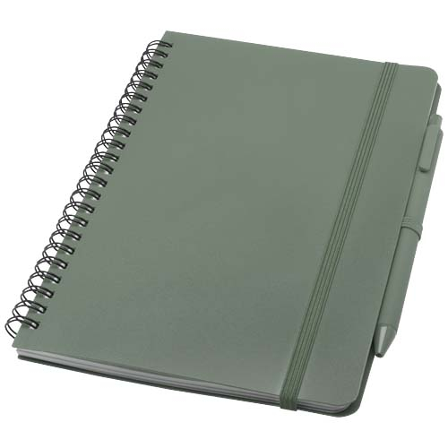 Carnet recyclé publicitaire A5 avec stylo Thalaasa Vert bruyère